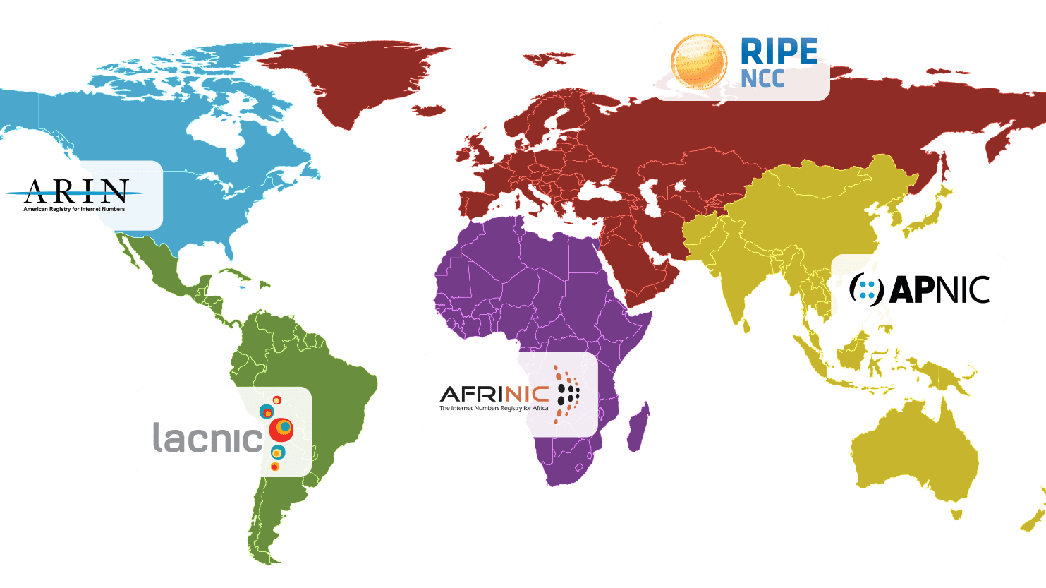 Internet assigned numbers. Rir Map. LACNIC