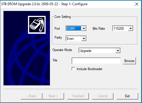 Pantalla principal del programa 3606_EromUpgrade.exe