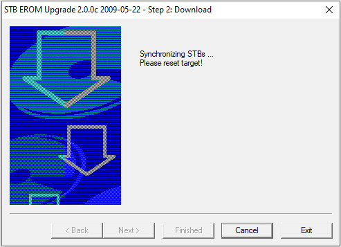 3606_EromUpgrade.exe intentando sincronizar con el Receptor