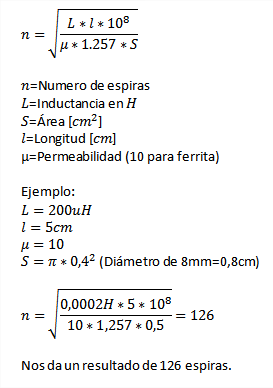 Formula para calcular la bobina de choque