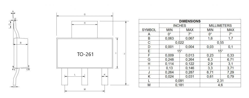 Dimensiones encapsulado TO-261