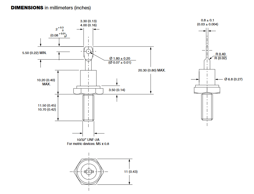 Dimensiones del encapsulado DO-4