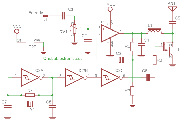Esquema eléctrico del transmisor de señal AM