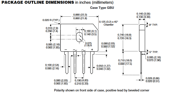 Dimensiones del Encapsulado GBU