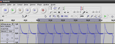 Sonido analizado con el programa Audacity
